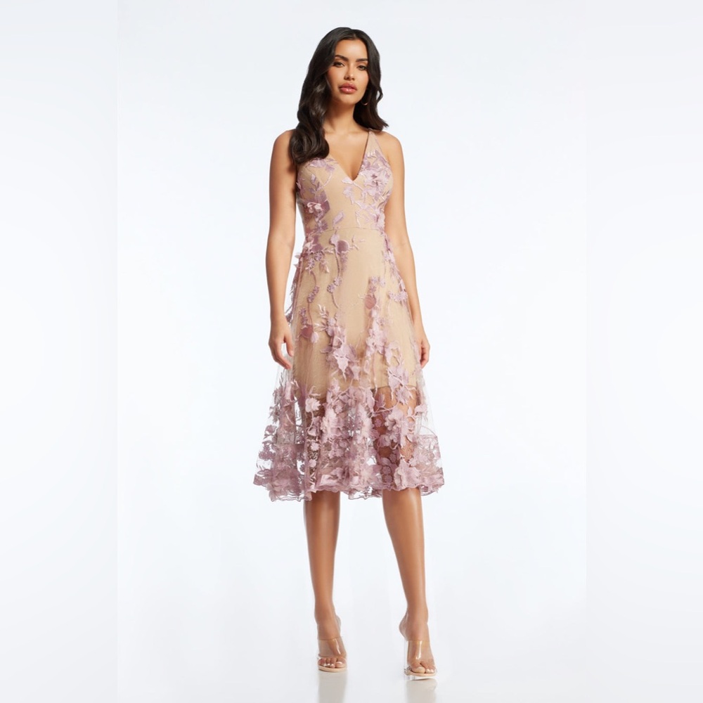 Dress the Population Blush Floral Midi Dress